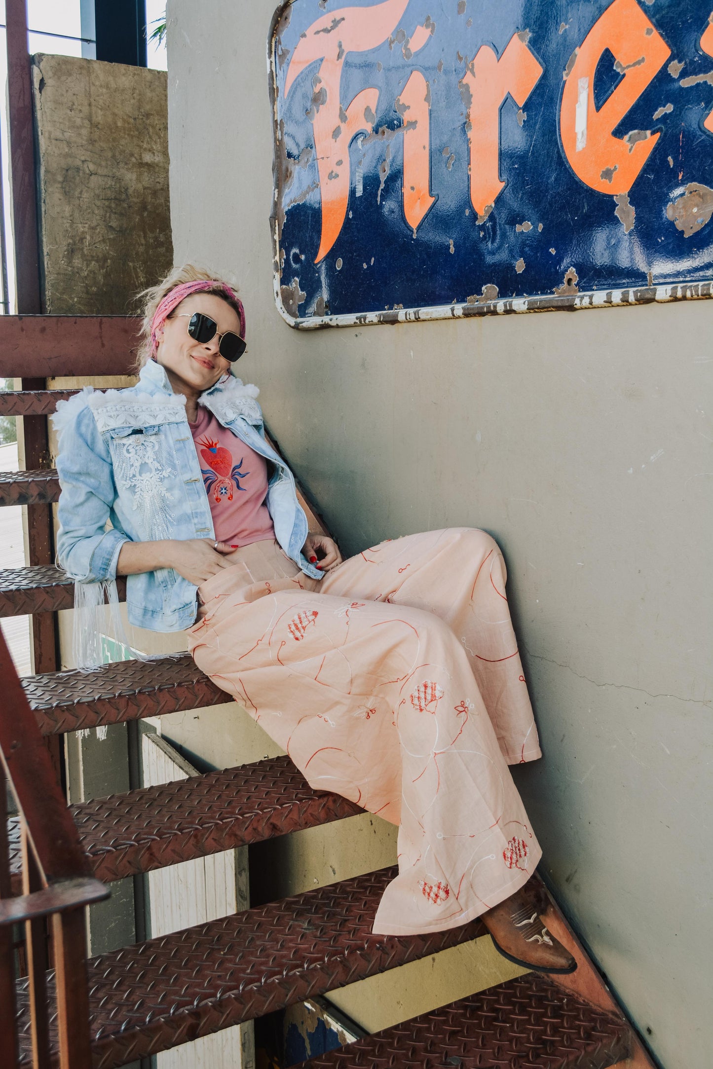 Embroided Linen Pants