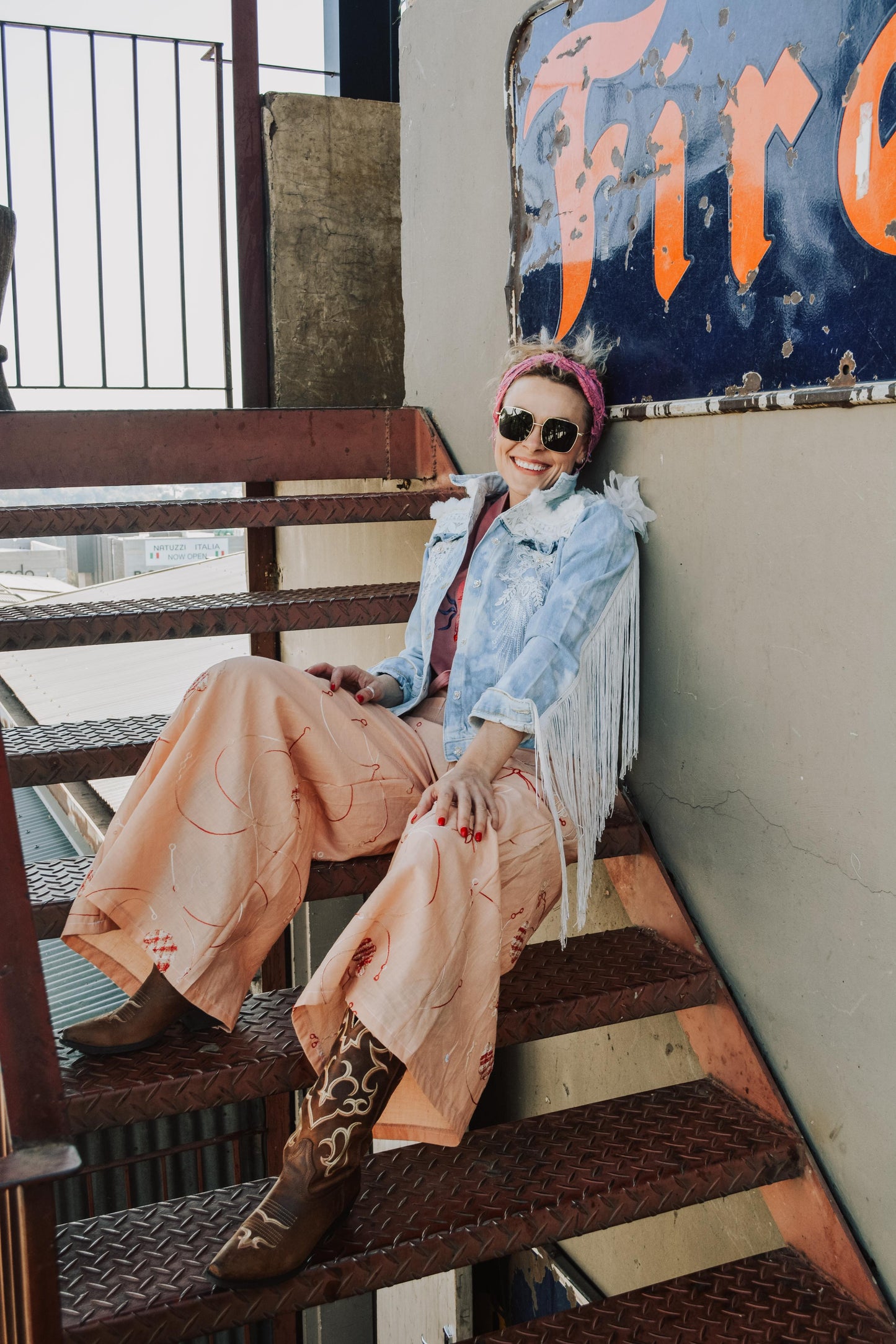 Embroided Linen Pants
