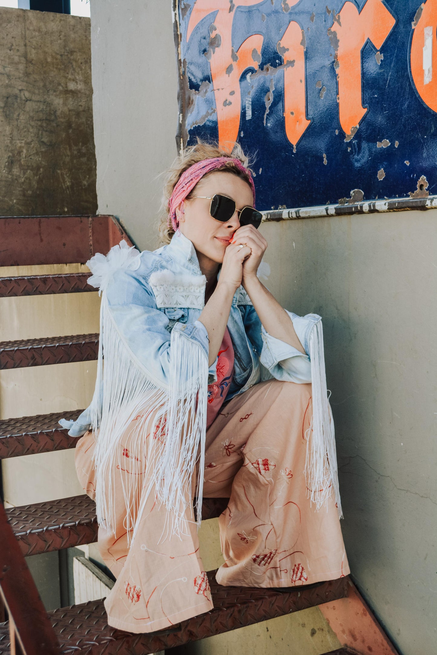 Embroided Linen Pants