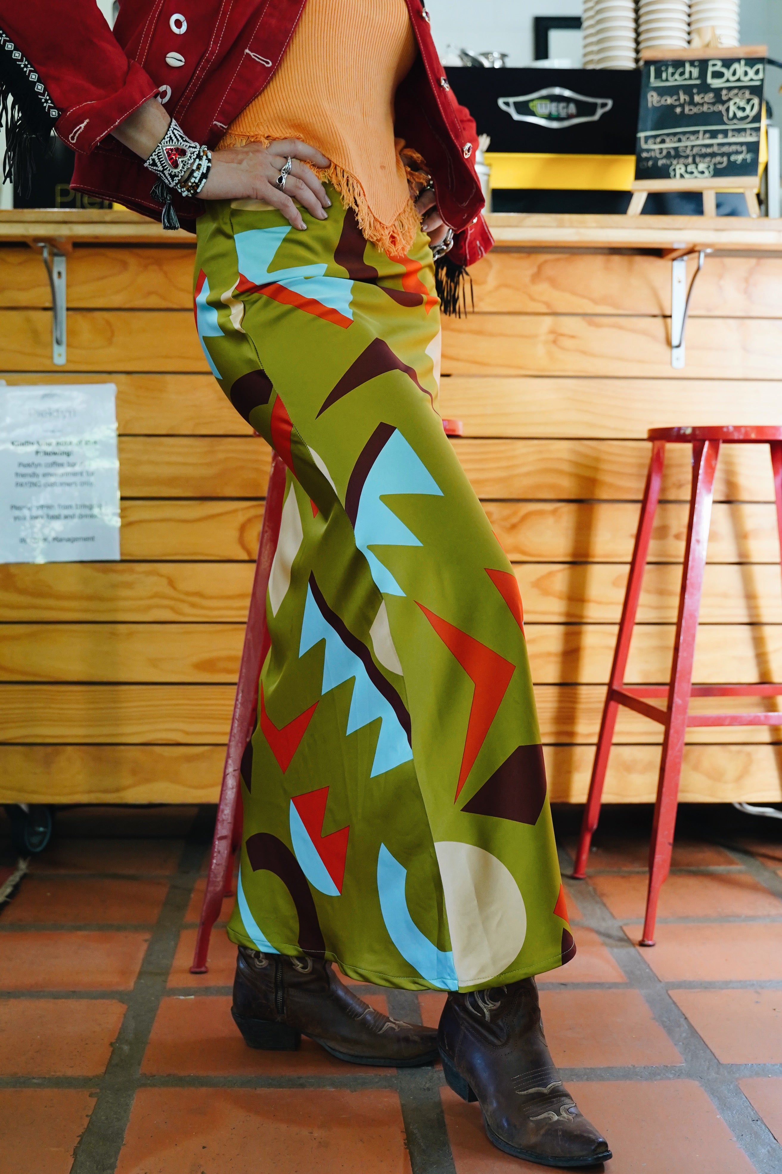 Brass Art Satin Skirt