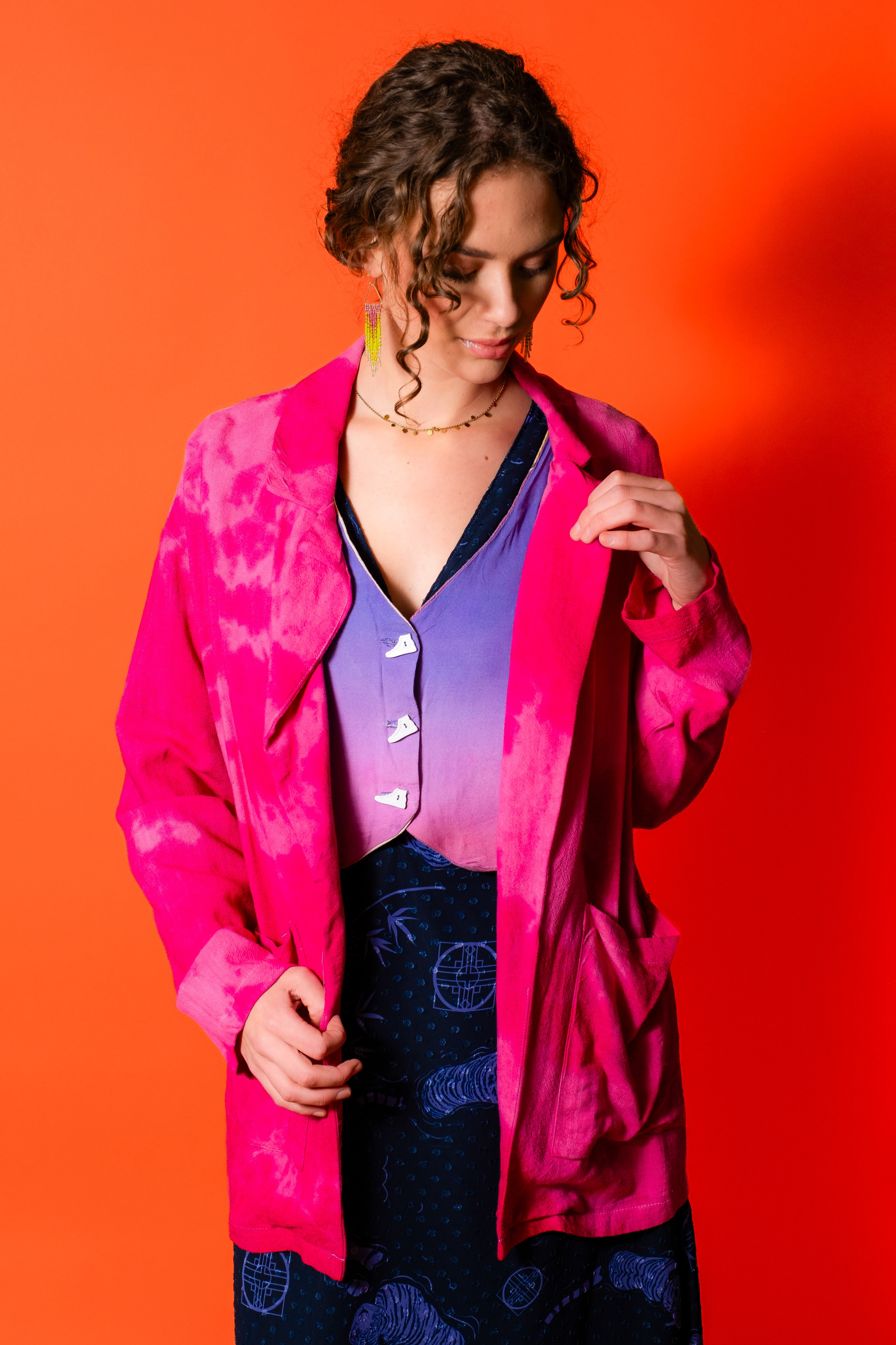 Pink Tie Dye Linen Blazer