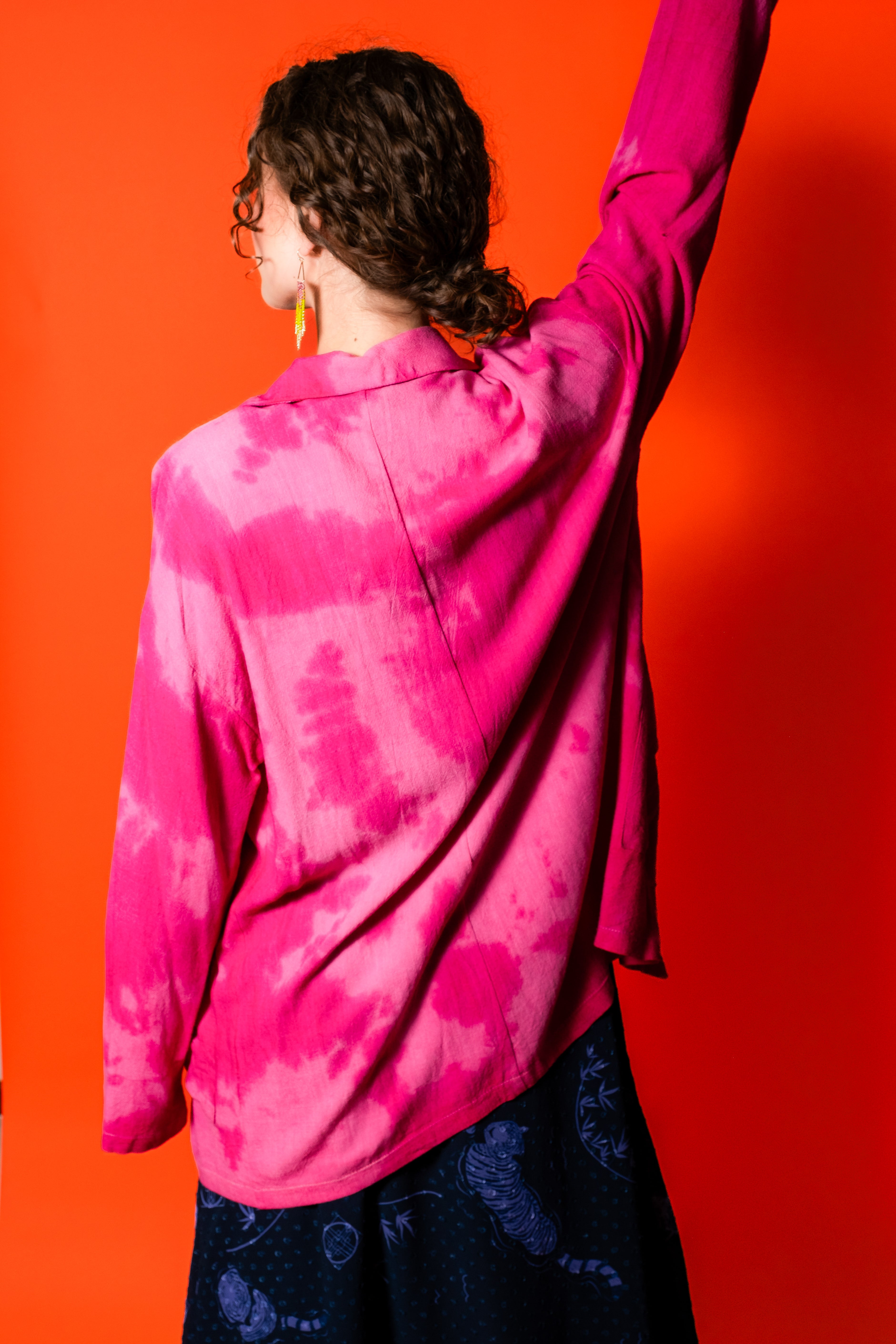 Pink Tie Dye Linen Blazer