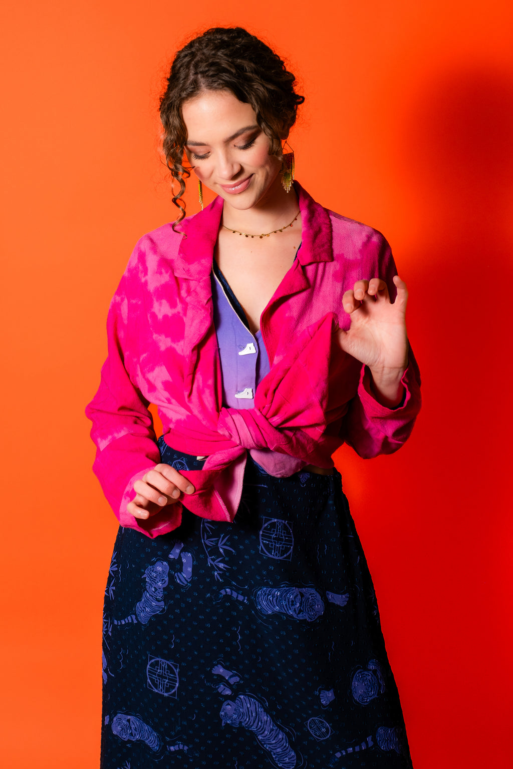 Pink Tie Dye Linen Blazer