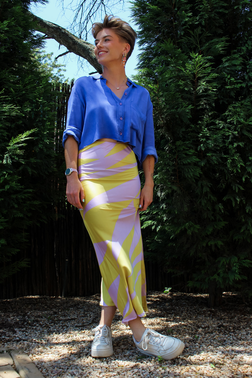 Purple and Yellow Satin Skirt