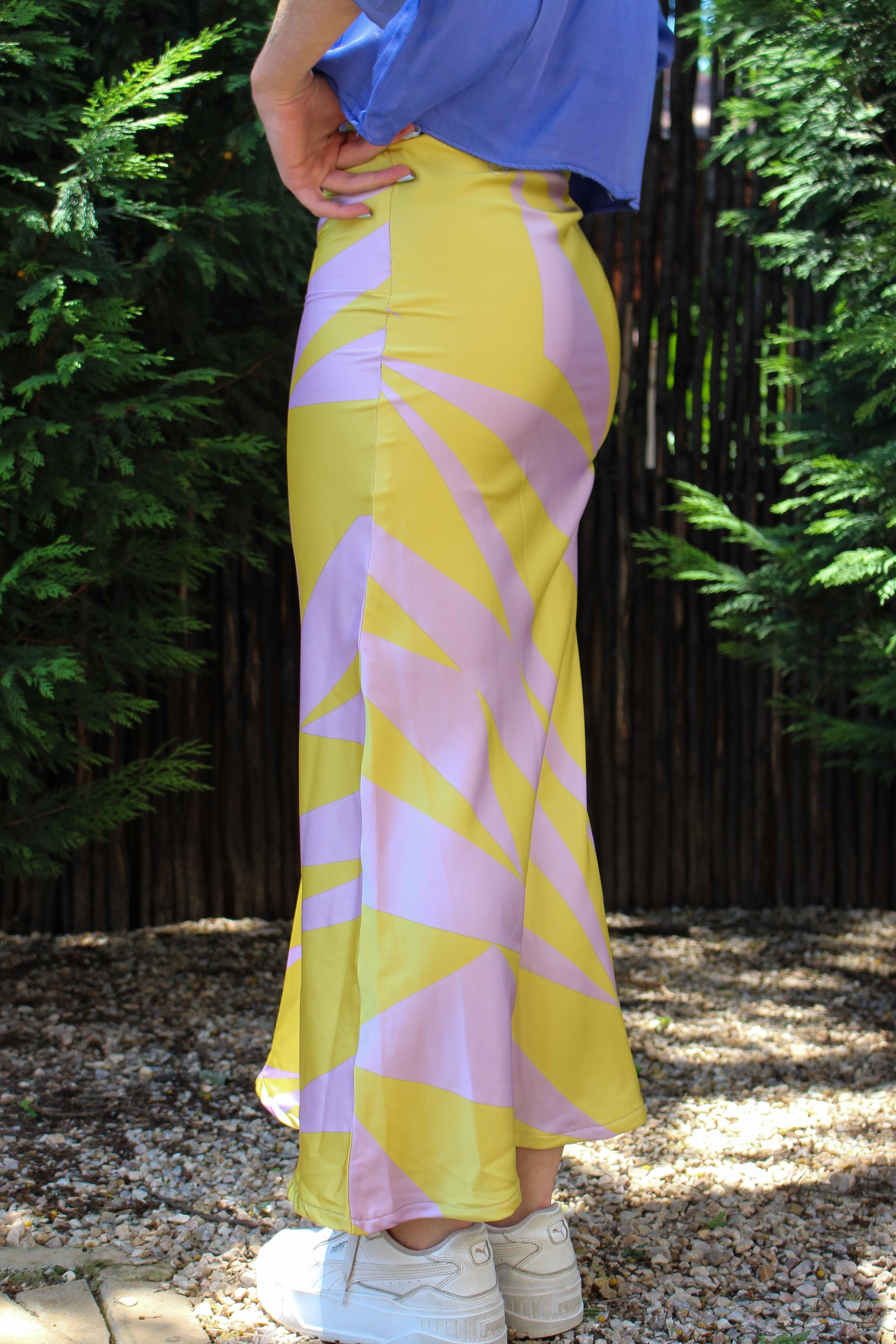 Purple and Yellow Satin Skirt