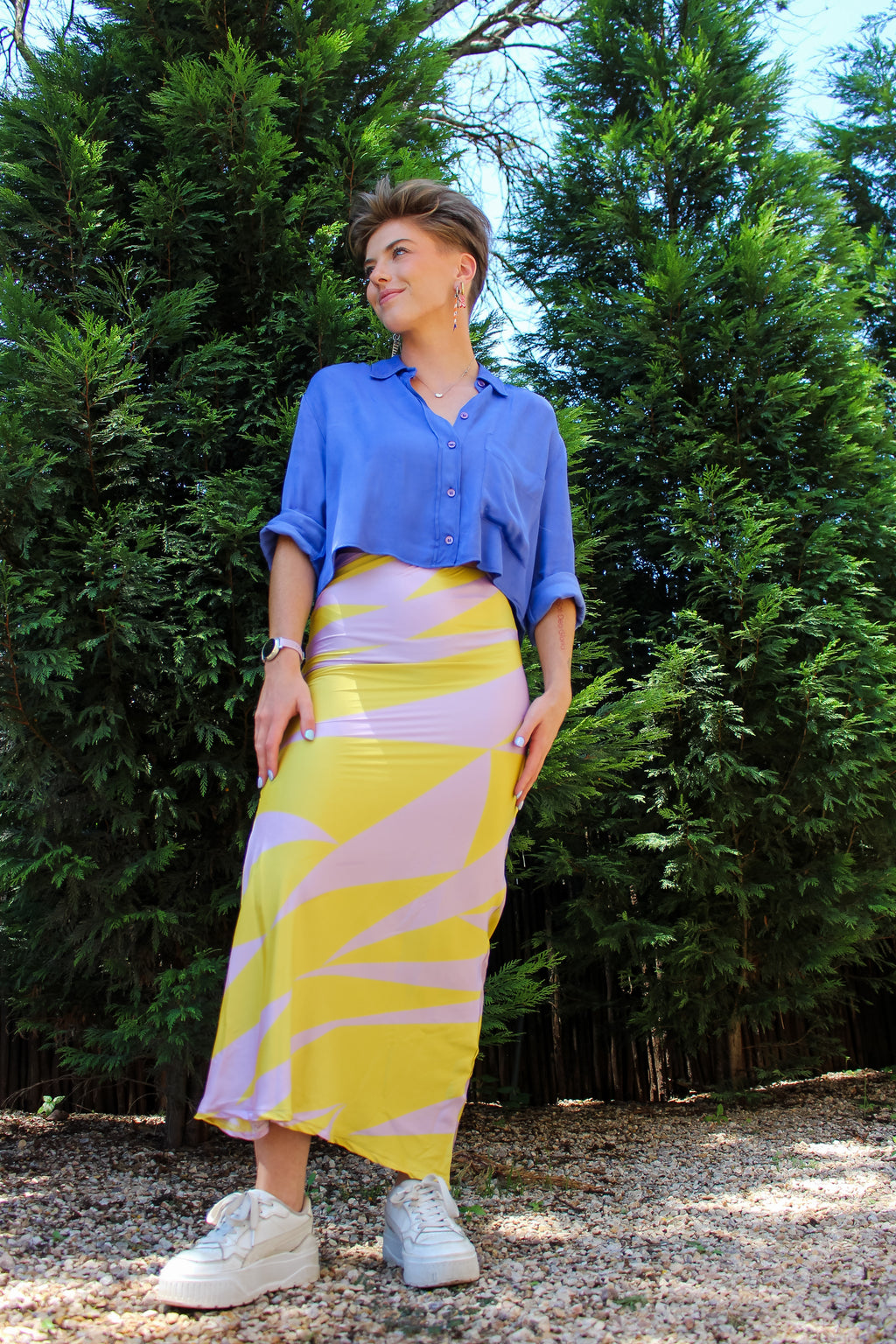 Purple and Yellow Satin Skirt
