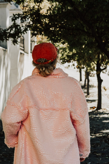 Pink fur coat