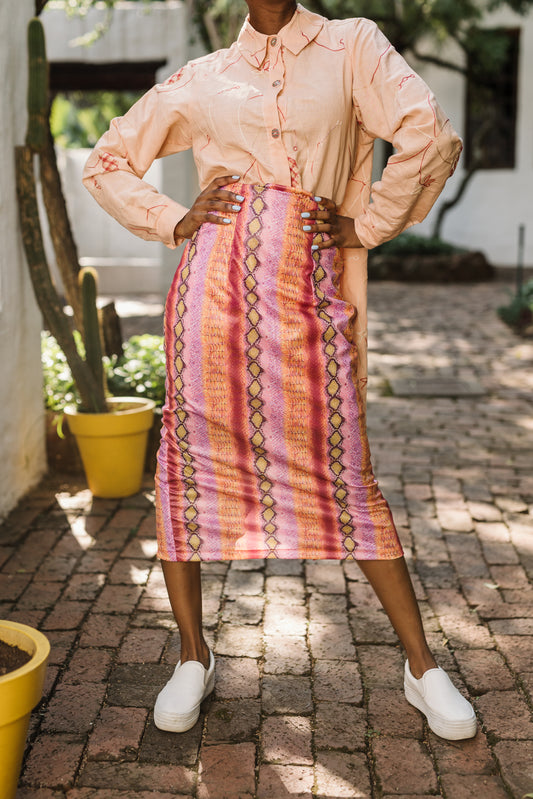 Snakeskin skirt - Pink