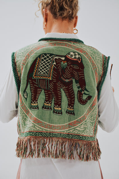 Reversible Elephant Print Waistcoat