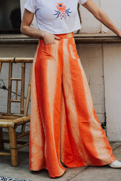 Orange denim pants