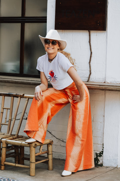 Orange denim pants